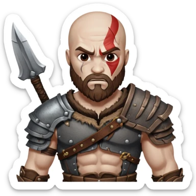 create a emoji for god of war kartos version with his wife of love blueheart sticker