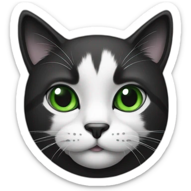 black and white cat and green eyes sticker