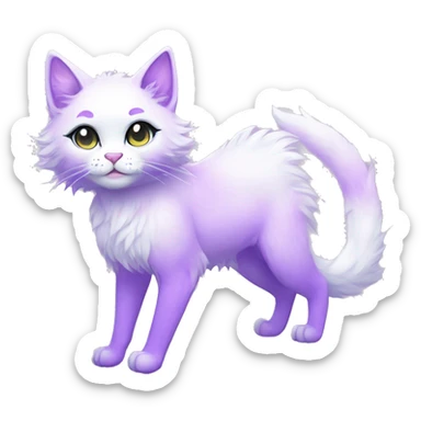 Kawaii colorful bright lilac and white fantasy ethereal anthro feline fursona animal creature sticker