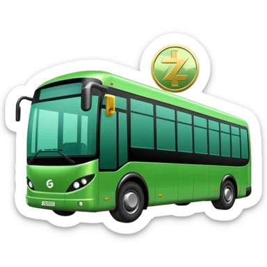green electric bus featuring big zero-euro coin sticker