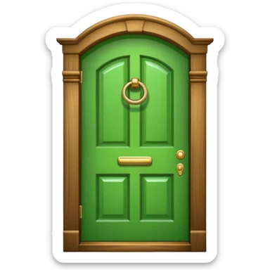 A simple green door emoji in the style of Apple emoji with a handle. sticker