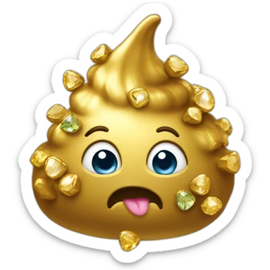 Gold poo with gems sticker