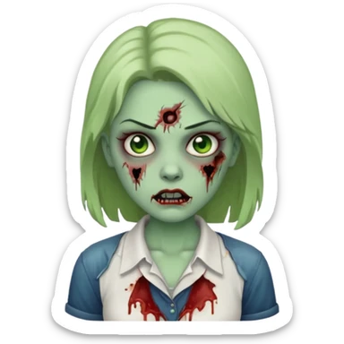 zombie girl with white shirt but similar to this with green skin sticker