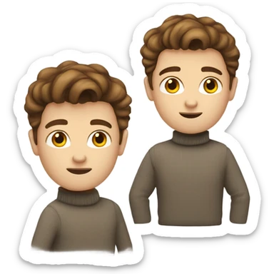 Boy developer with brown hair quiff and beard in turtleneck sweater sticker