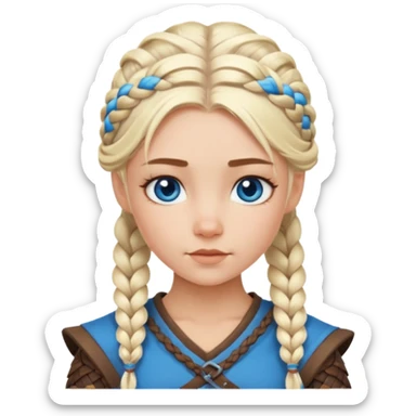 Viking platinum blonde girl with braid and blue eyes. sticker
