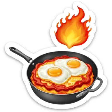 brain on fire with a pan with fried eggs sticker