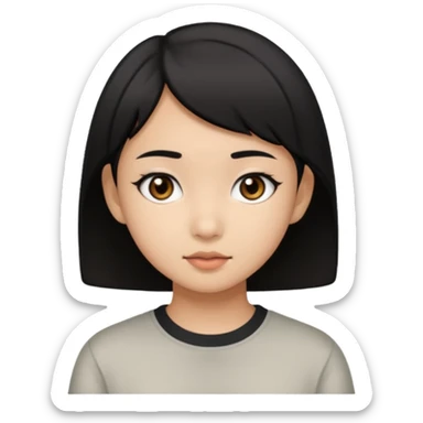 Create an icon of A light brown skinned Asian teenage girl who has black eyes and short black hair sticker