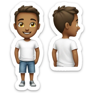 smiling boy in white t shirt sticker