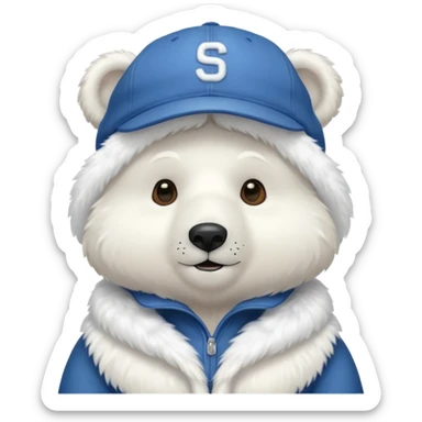 white Bear with cap sticker