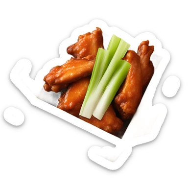 hot wings with celery carrots with ranch on the side in takeout box ￼￼ sticker