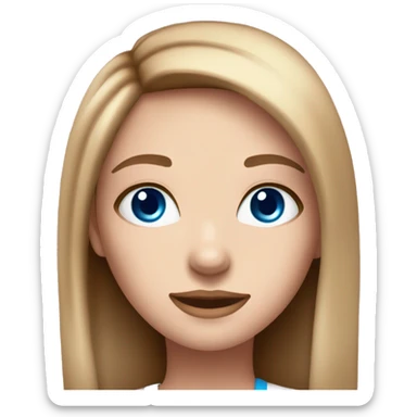 very pretty girl with straight light brown hair blue eyes pink big lips and white top  sticker