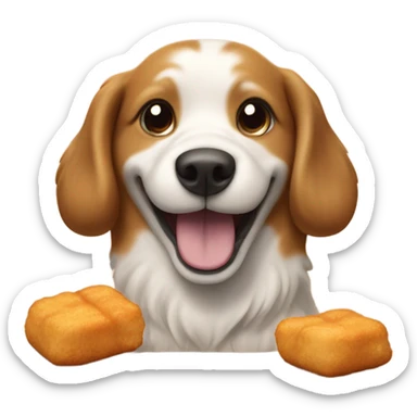 Dog eating chicken nuggets  sticker