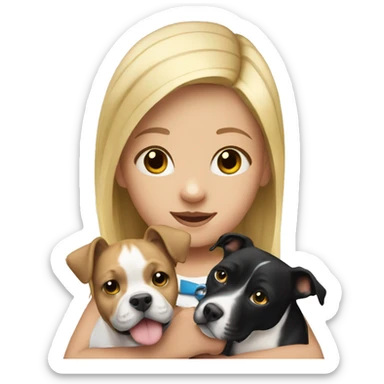 Blonde child holding black and white pitbull sticker