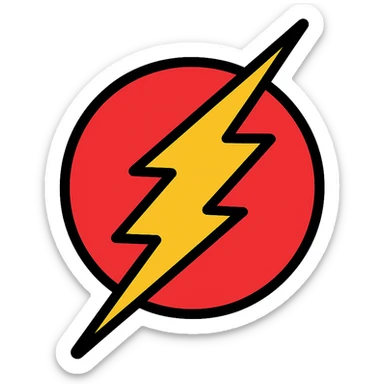 red Flash superhero symbol, clean and bold design, transparent background sticker