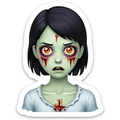 zombie girl with black hair sticker