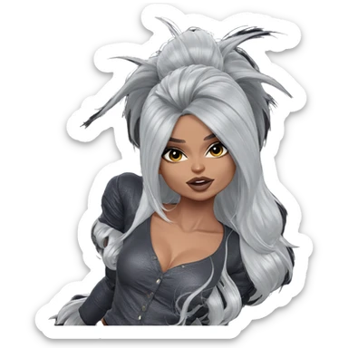 white haired dark skinned beauty sticker