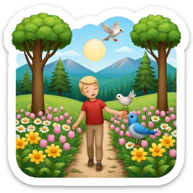 Наша мова волошкова, солов'їна, гомінка,
Мова пише на долоні — долі лінія тривка,
Наша мова як любисток, мліє в пахощах садів,
Рідна мова ще в колисці пестила нас уві сні.  Згенеруй вірш мовою емодзі sticker