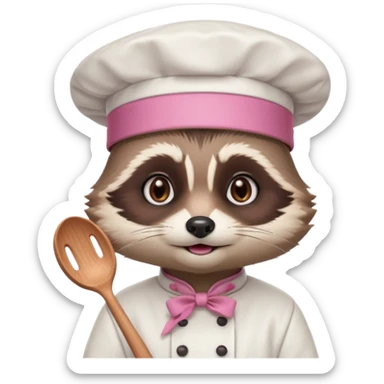 chef pink raccoon sticker