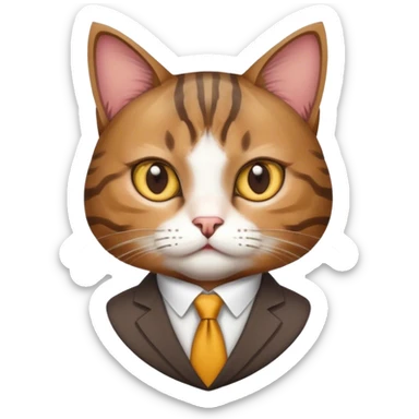 a cat wearing business costume sticker