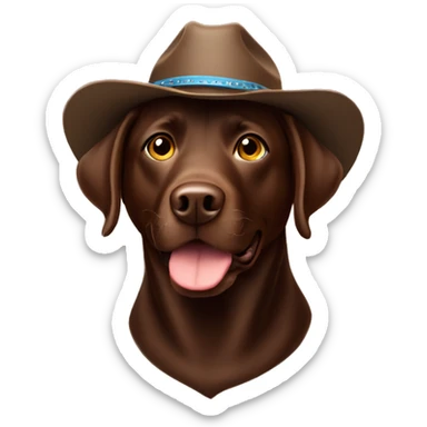 Chocolate lab in cowboy hat sticker