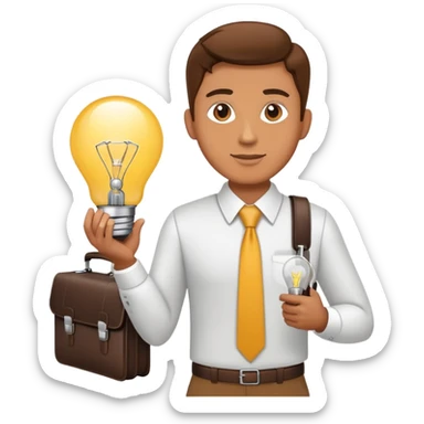 entrepreneur with briefcase and business ideas sticker