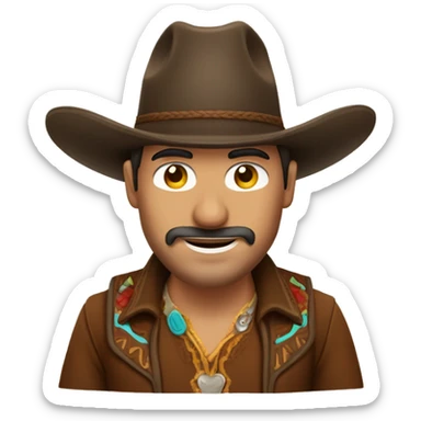 hombre vaquero con sombrero marron y delantal marron sticker