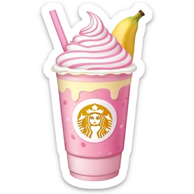 Pink Starbucks drink with banana cold foam  sticker