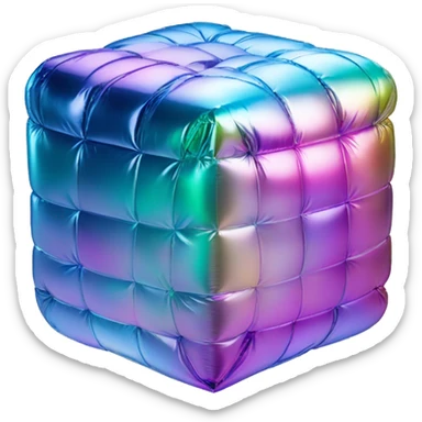 Iridescent foil balloon cube sticker