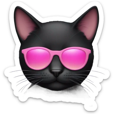 Black cat with pink sunglasses  sticker