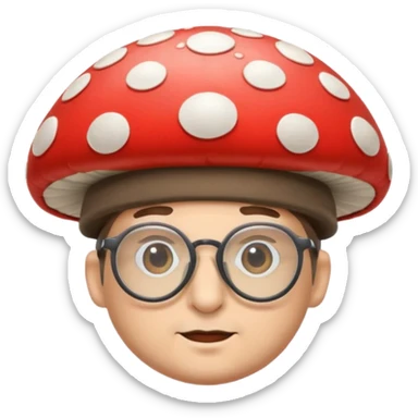 man with mushroom hat and glasses sticker