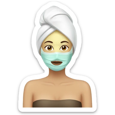 Lady with face mask spa beauty full face relaxing sticker