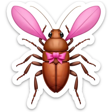 cockroach with pink ribbon pookie sticker