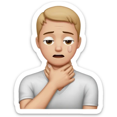 Arms crossed holding neck choking and crying  sticker