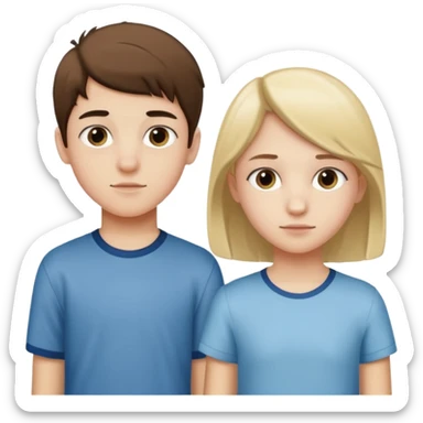a boy and a girl, both teenagers, standing together, showing early puberty features, no text sticker