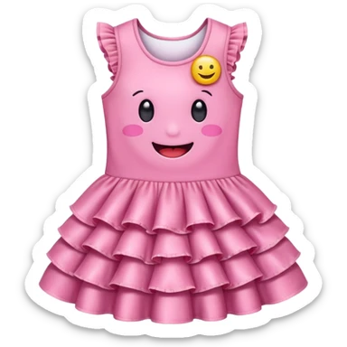 cute kawaii dress with happy smiling face and sparkles emoji style sticker