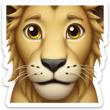 Cute young male lion holding back tears 🥹 showing hole body sticker