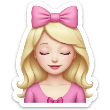 emoji coquette with a pink bow, closed eyes, confident smile, soft aesthetic



 sticker