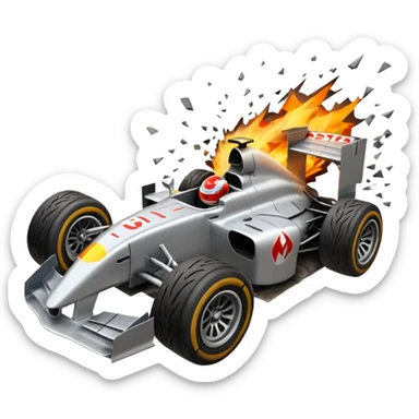 F1 car hitting a wall sticker