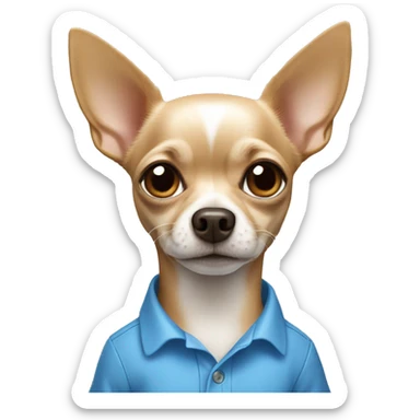 chihuahua crème wearing a blue shirt  sticker