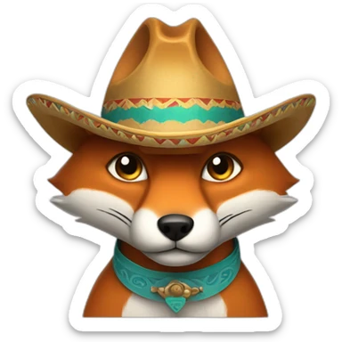discrod fox emoji with a sombrero and big moustache sticker