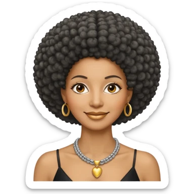 50 y.o. black woman, subtle smile, afro hair with grey strands sticker