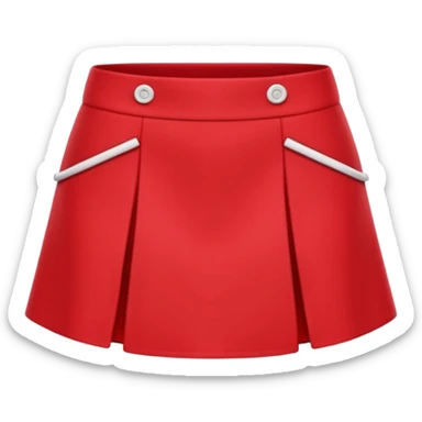 A 3D cartoon red skort (skirt-shorts combo) with gentle fabric folds and neat finish, isolated on plain background, Memoji-style. sticker