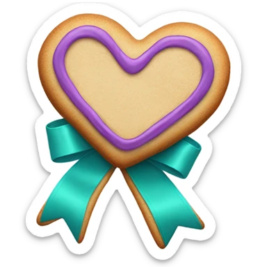 Cookie heart with teal purple support ribbon loop sticker