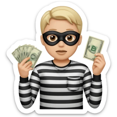 Shrugging shoulders emoji but wearing cliche robber outfit sticker