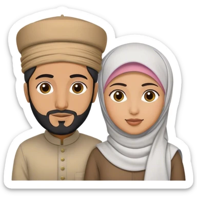 a muslim couple (hijabi and muslim man with topi) sticker