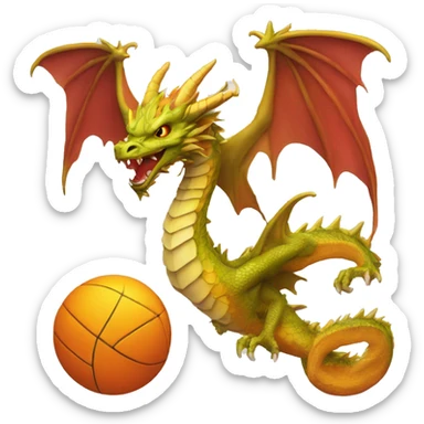 Dragon head, wings, and tail on a soccar ball sticker