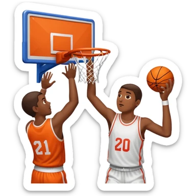 Guy shooting a basketball into a basketball hoop from far away sticker