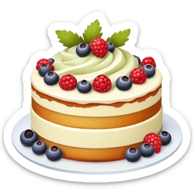 Cake with pale olive and milk cream and berries sticker