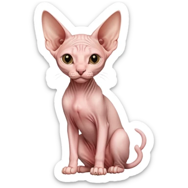 pink sphynx hairless cat full body sitting sticker