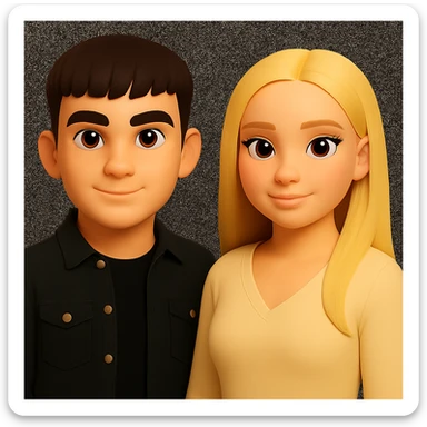 Keep the image unchanged except slightly spread the people apart from each other. Preserve the original style and background as is. sticker